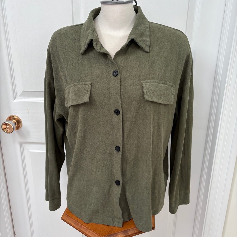 SHEIN Olive Button Down Shirt